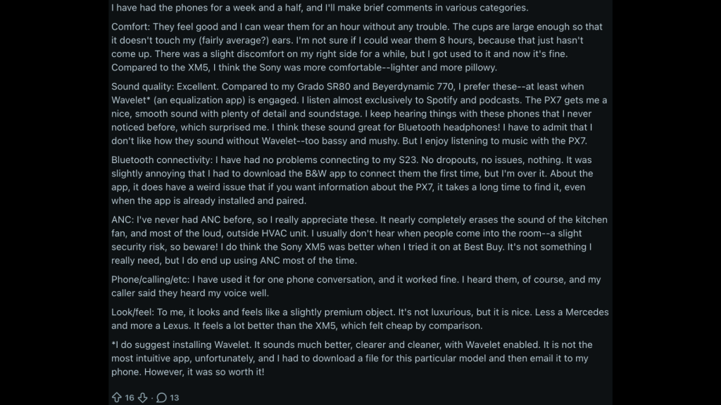 bowers wilkins px7 s2e review community opinions