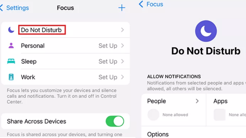how to temporarily turn off calls and notifications on i pad