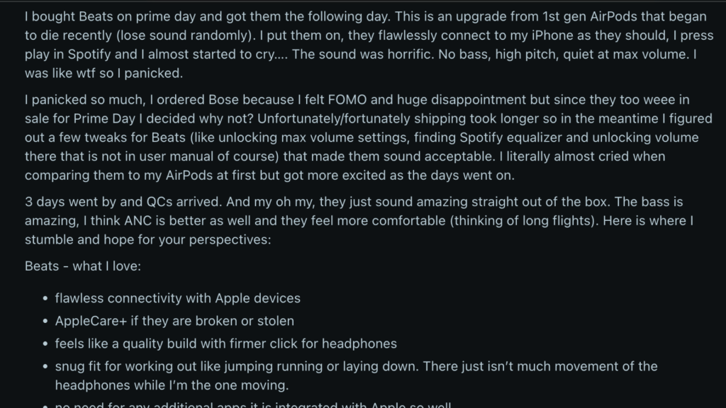 user impressions and honest review