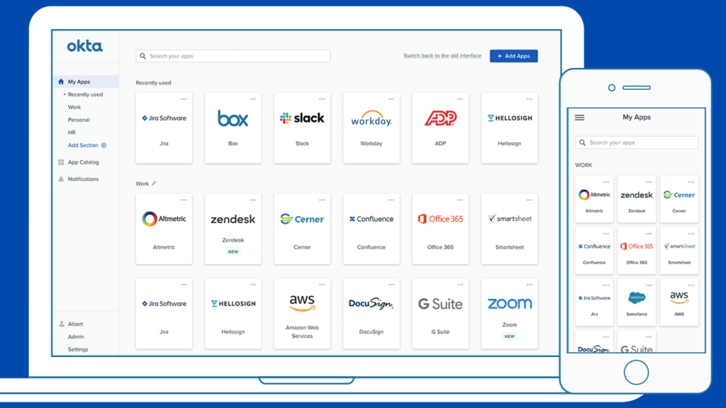 Okta system administrator tool user interface