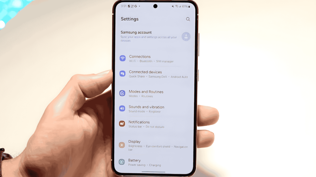 step 1 open the settings menu