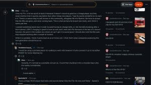A screenshot of community discussion about the fiio cassette player on reddit