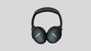 Bose QuietComfort 45 wireless over ear headphones in black with cushioned earcups and lightweight foldable design