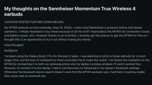 real user feedback on the sennheiser mtw 4