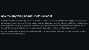 users feedback on the oneplus pad 3