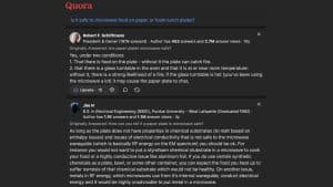 quora community discussion about whether plastic plates can be safely microwaved and what precautions users recommend