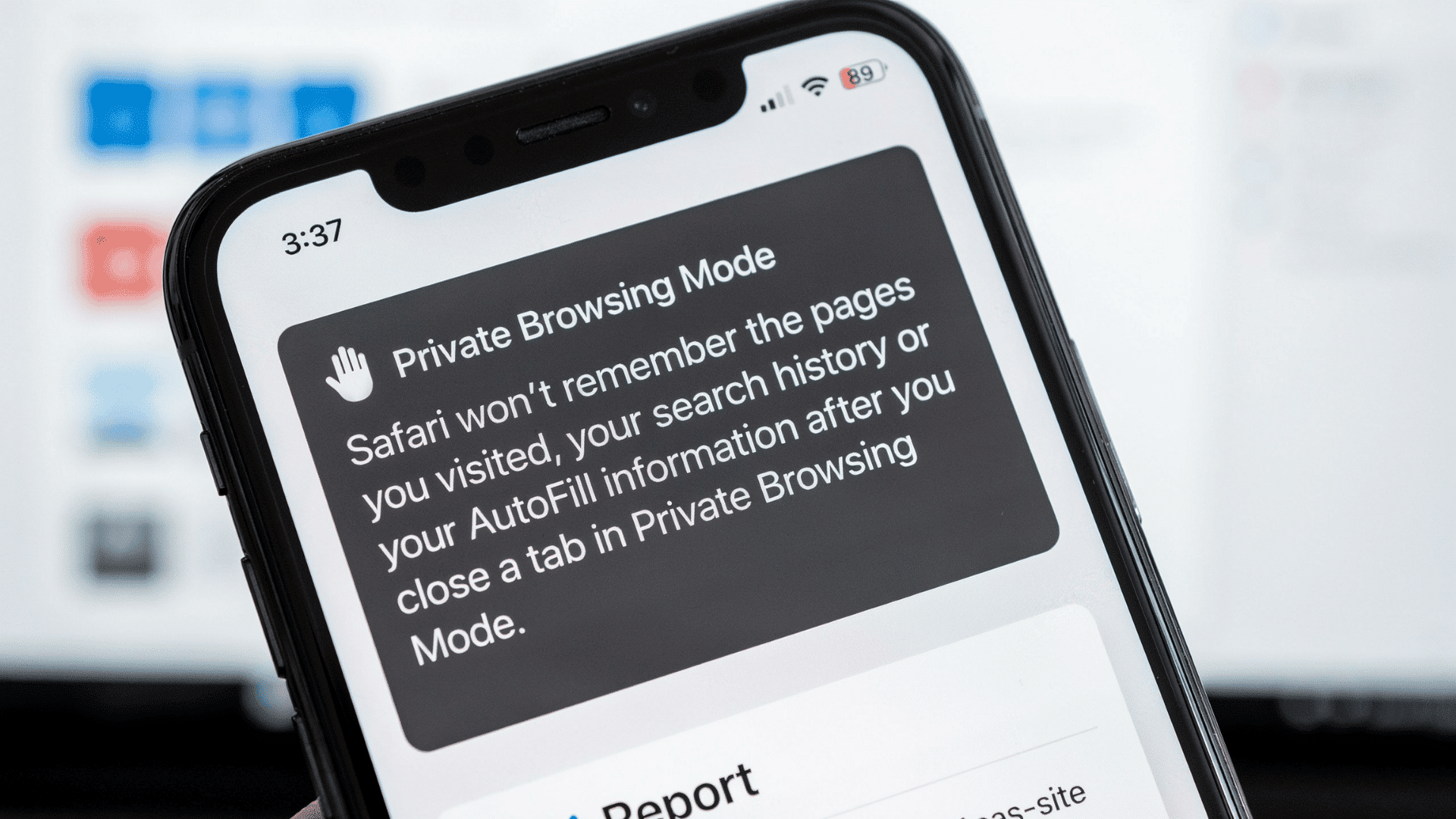iPhone screen showing Safari Private Browsing Mode explanation message
