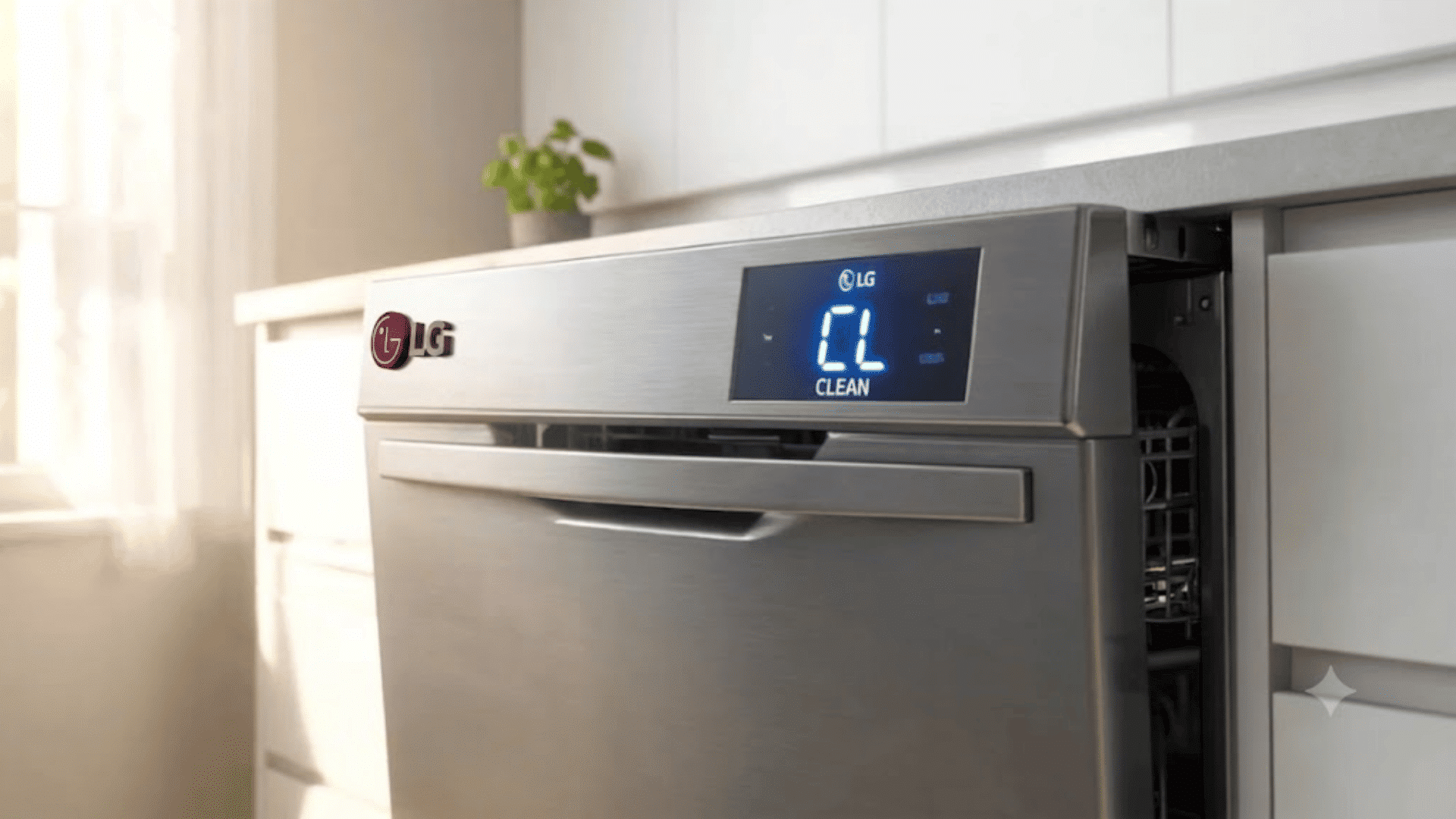 LG dishwasher control panel displaying an error code on washing machine